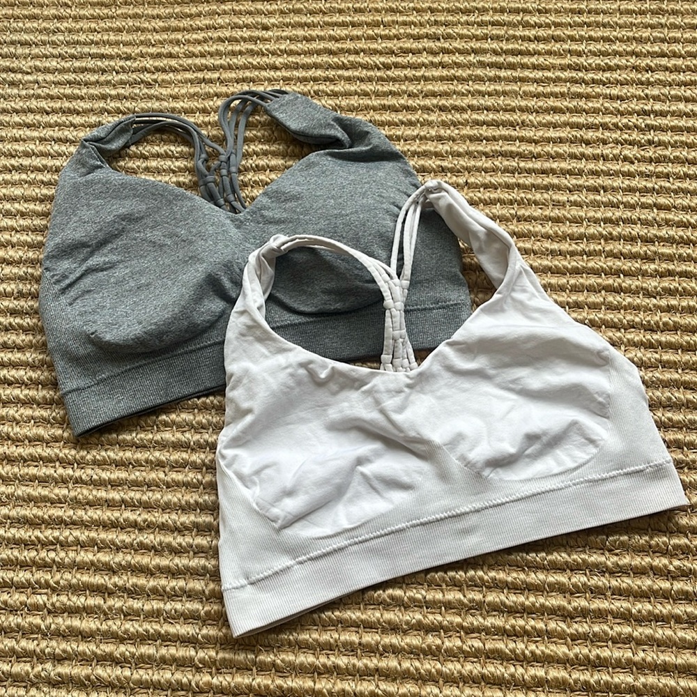 Set of Two Racerback Bras - Grey and White - Size Small